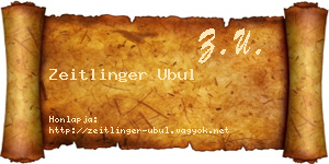 Zeitlinger Ubul névjegykártya